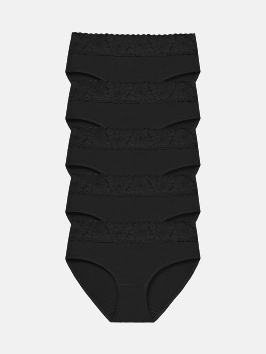 Womens Underwear Cotton Hipster Panties Lace Panty 5-pack 6004