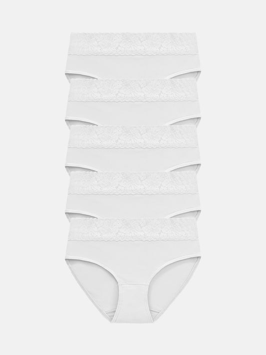 Womens Underwear Cotton Hipster Panties Lace Panty 5-pack 6004