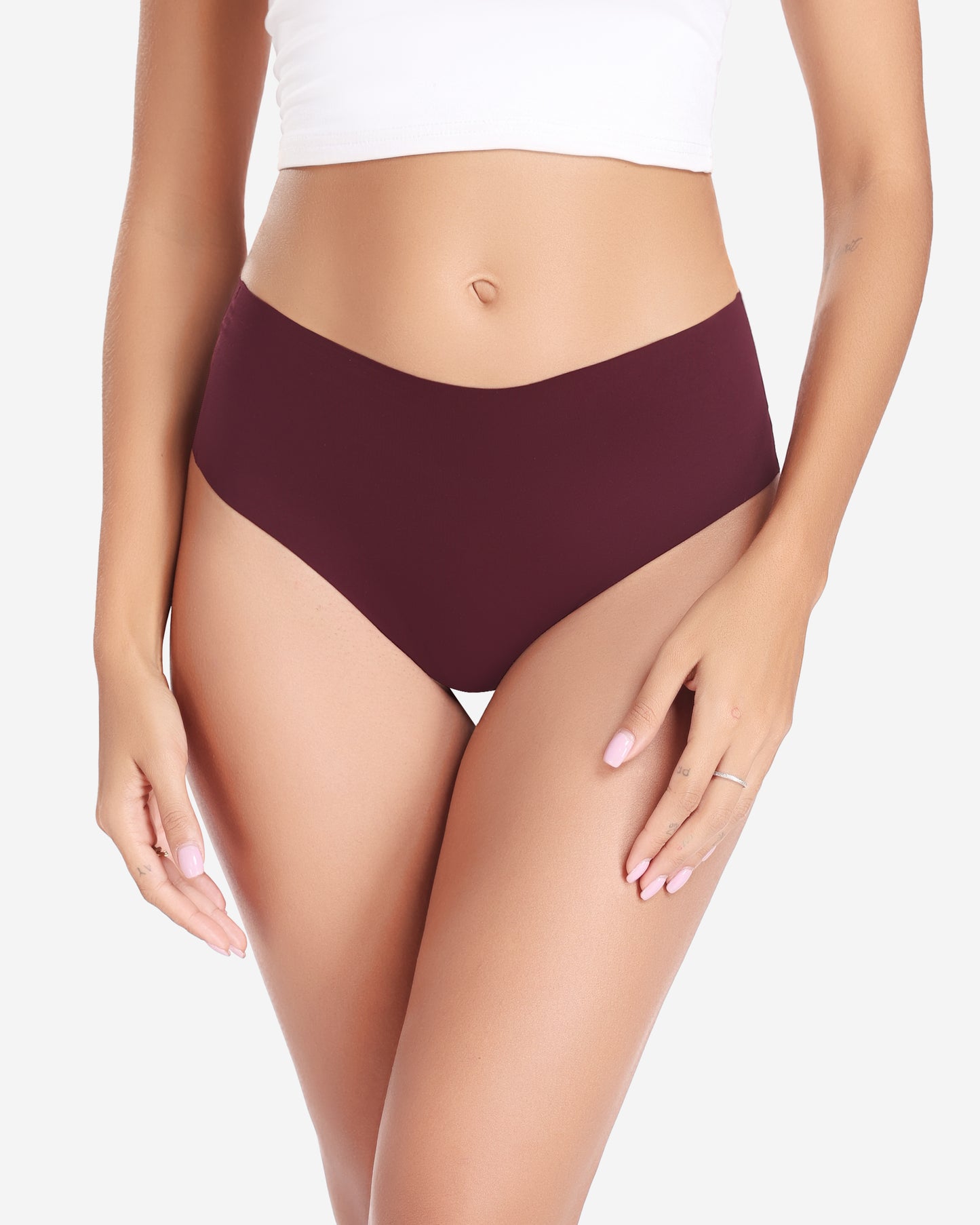 Wealurre Womens Underwear High Waisted Seamless Thongs for Women Breathable No Show Panties for Ladies 6 Pack