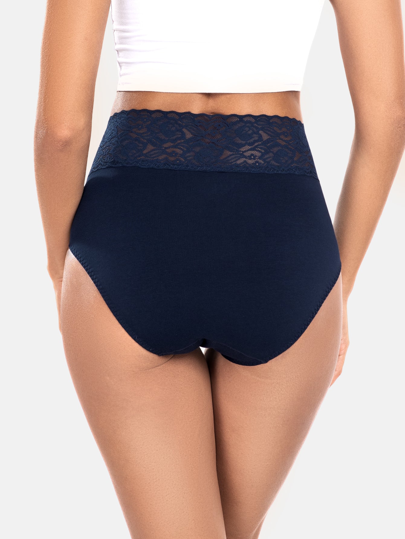 Women High Waisted Lace Hipster Stretch Briefs for Ladies 5-Pack 6005