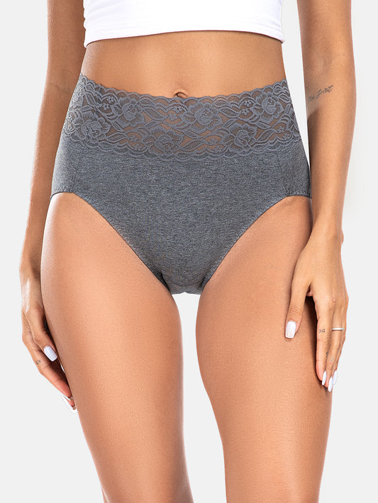 Women High Waisted Lace Hipster Stretch Briefs for Ladies 5-Pack 6005
