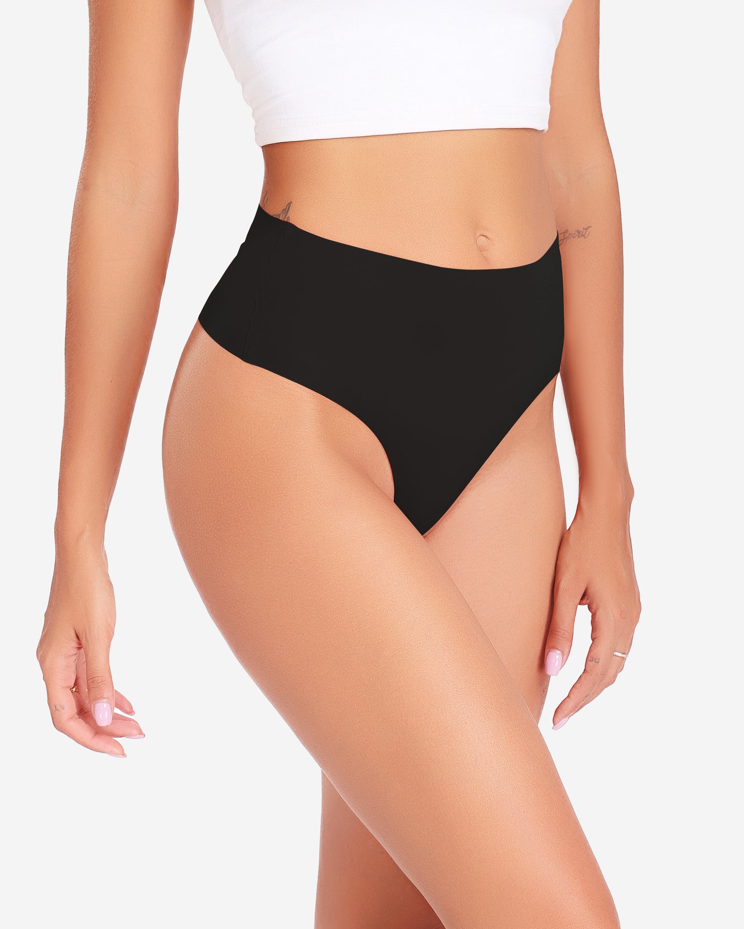 Wealurre Womens Underwear High Waisted Seamless Thongs for Women Breathable No Show Panties for Ladies 6 Pack