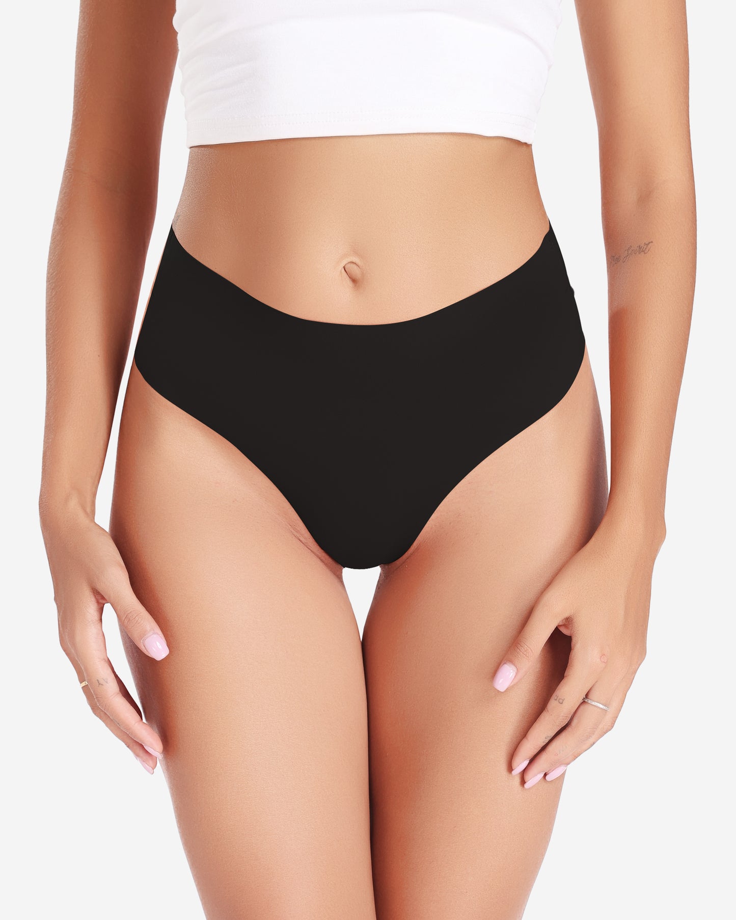 Wealurre Womens Underwear High Waisted Seamless Thongs for Women Breathable No Show Panties for Ladies 6 Pack