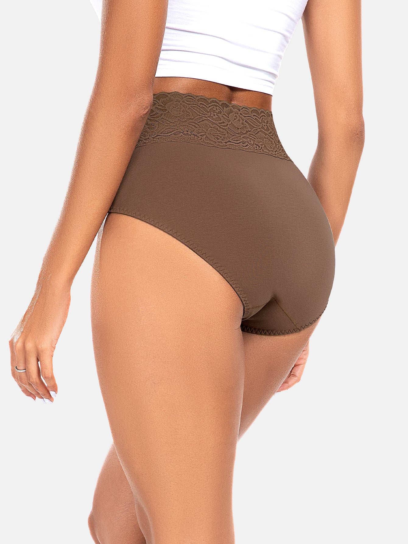Women High Waisted Lace Hipster Stretch Briefs for Ladies 5-Pack 6005