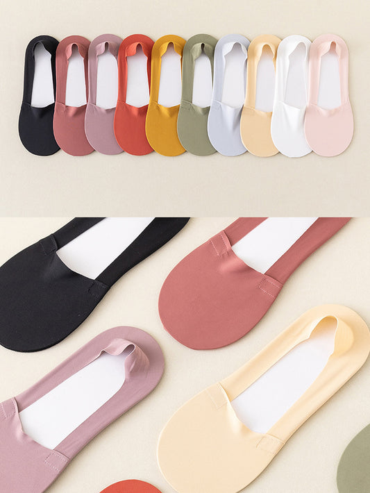 Women's Socks Breathable Summer Thin No Show Ice Silk Sock Silicone Non-Slip Bottom Absorb Sweat Boat Sock.