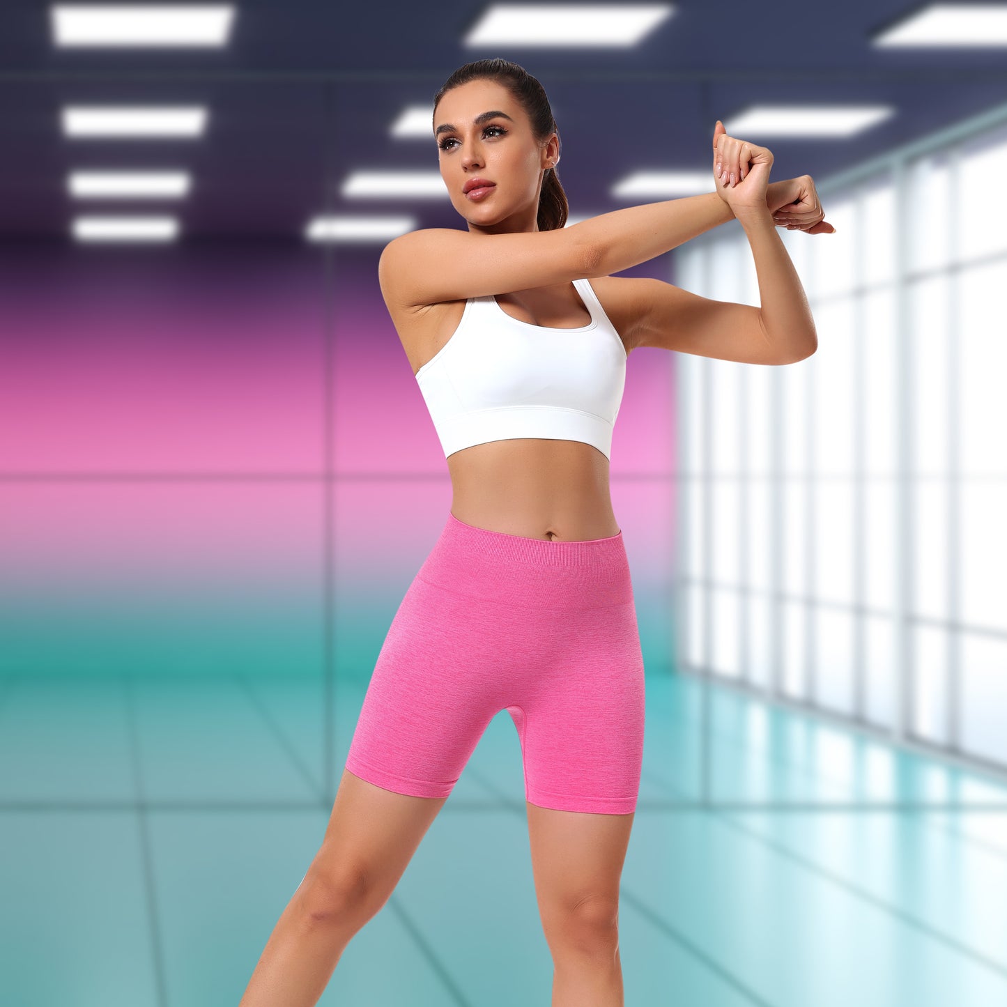 Women's Workout Gym Shorts, High Waisted Butt Lifting Scrunch Butt Seamless Booty Shorts