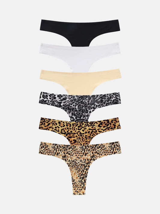 Women's Microfiber Low Rise No Show Thong 6-PACK 2925