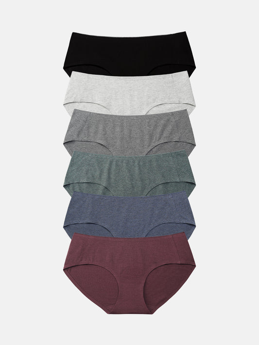 Womens Cotton Underwear for Women Seamless Hipster Bikini Briefs Panties 6-Pack 3028