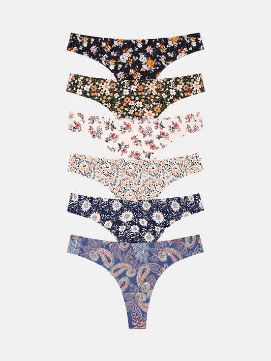 Women's Microfiber Low Rise No Show Thong 6-PACK 2925