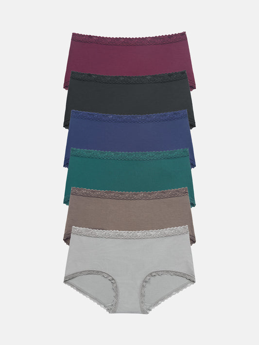 Women's Mid Rise Lace Brief Pack-Black 318