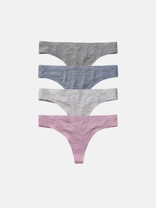 Women's Cotton Thong Breathable Panties Low Rise Underwear 4-PACK 3118