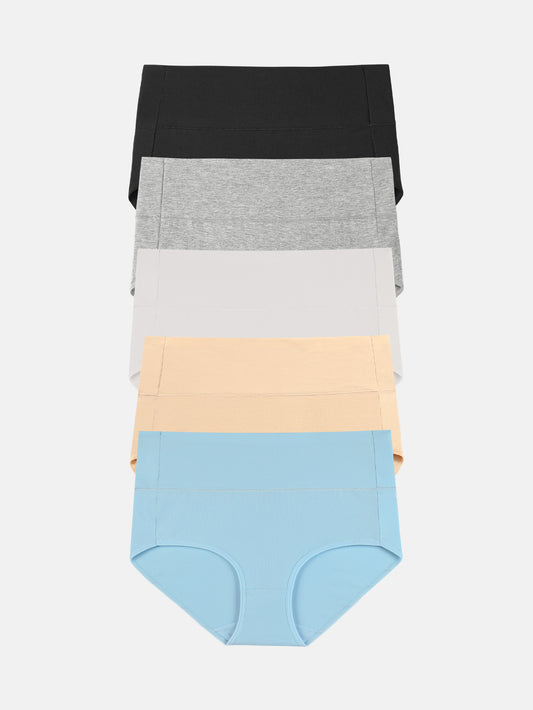 Wealurre Women's Comfort Cotton High Waist Underwear 5-Pack 1002