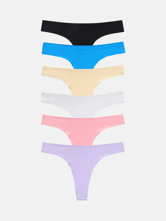 Women's Microfiber Low Rise No Show Thong 6-PACK 2925