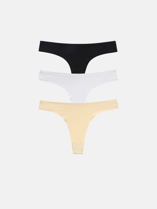 Women's Microfiber Low Rise No Show Thong 3-PACK 2925