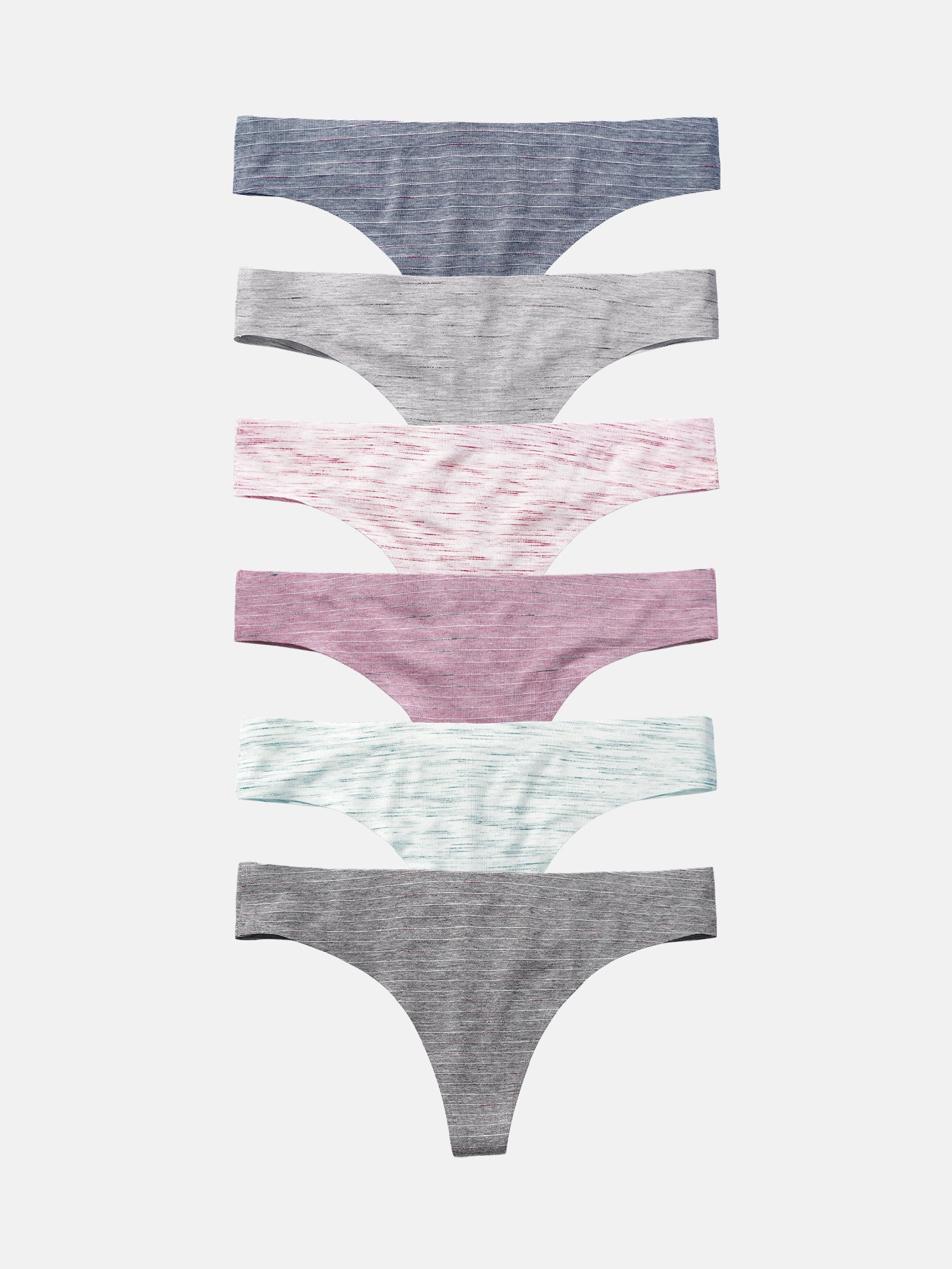 Women's Cotton Thong Breathable Panties Low Rise Underwear 6-PACK 3118