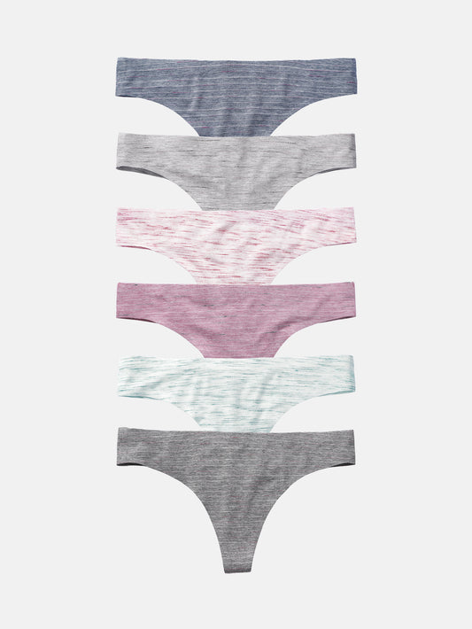 Women's Cotton Thong Breathable Panties Low Rise Underwear 6-PACK 3118