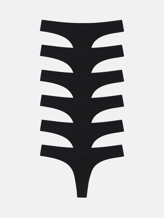 Women's Microfiber Low Rise No Show Thong 6-PACK 2925