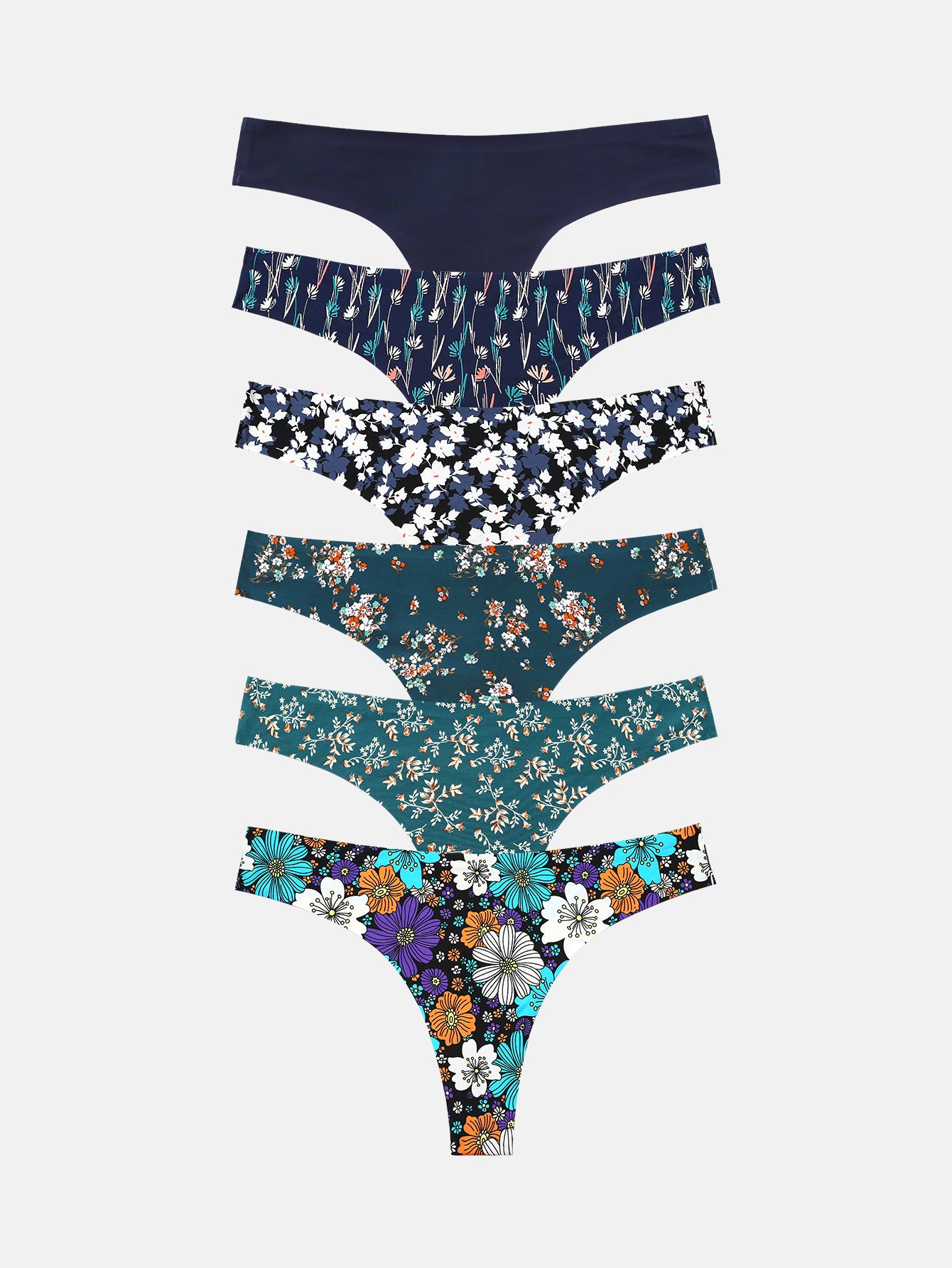 Women's Microfiber Low Rise No Show Thong 6-PACK 2925