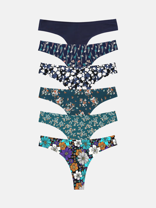 Women's Microfiber Low Rise No Show Thong 6-PACK 2925