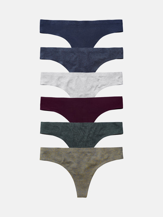 Women's Cotton Thong Breathable Panties Low Rise Underwear 6-PACK 3118