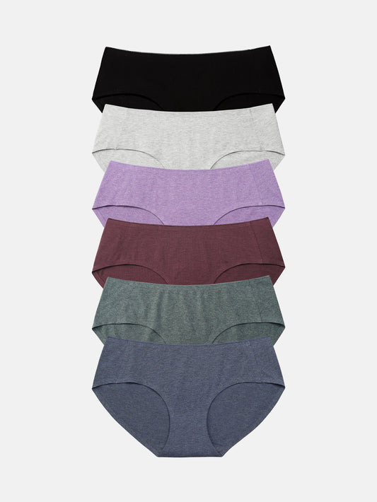 Womens Cotton Underwear for Women Seamless Hipster Bikini Briefs Panties 6-Pack 3028