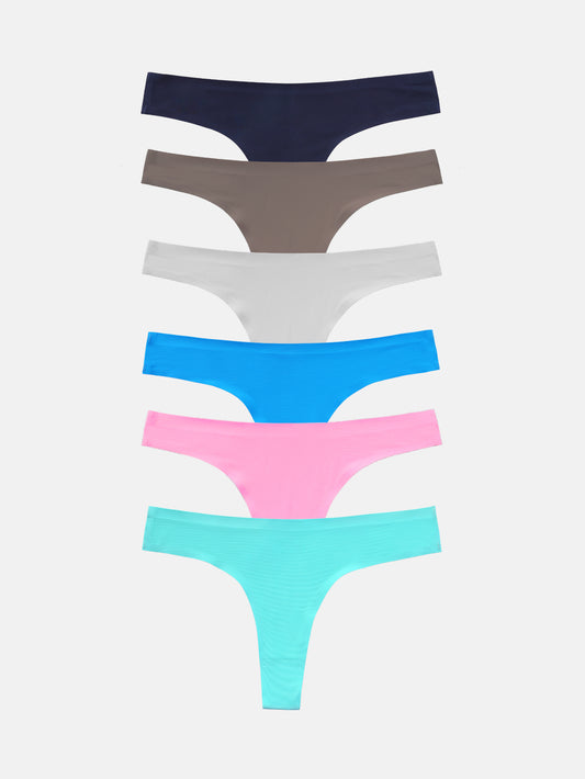 Women's Microfiber Low Rise No Show Thong 6-PACK 2925