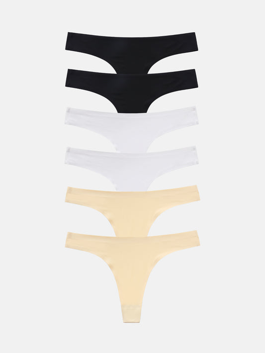 Women's Microfiber Low Rise No Show Thong 6-PACK 2925