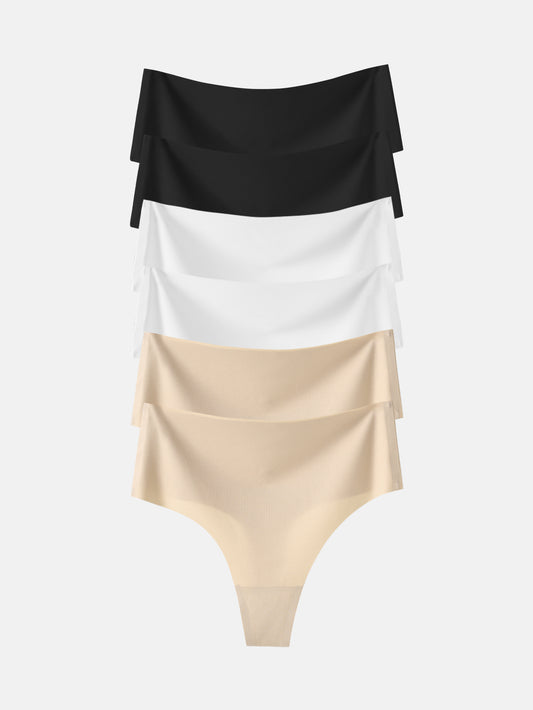 Women's Underwear High Waisted Seamless Thongs for Women 6-Pack 835