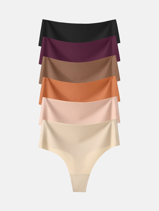 Women's Underwear High Waisted Seamless Thongs for Women 6-Pack 835