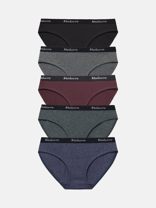 Womens Underwear Cotton Bikini Breathable Sport Low Rise Panty 5-PACK 6001