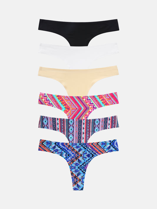 Women's Microfiber Low Rise No Show Thong 6-PACK 2925