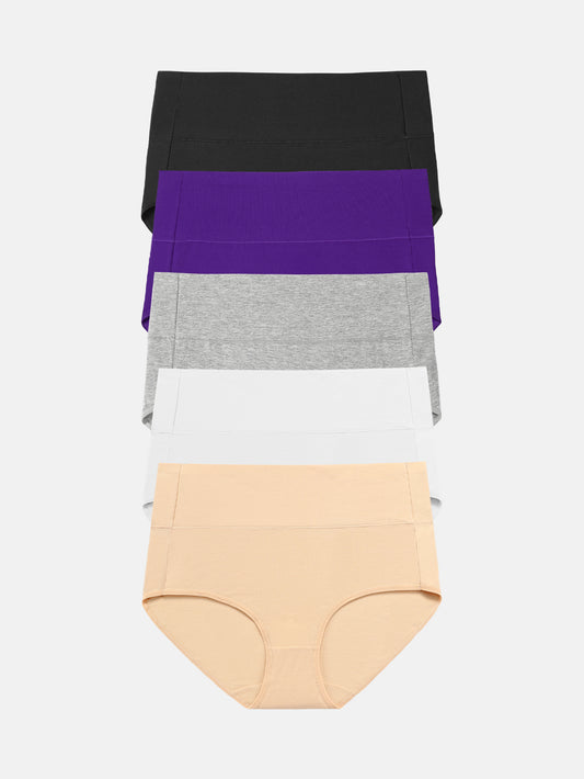 Wealurre Women's Comfort Cotton High Waist Underwear 5-Pack 1002