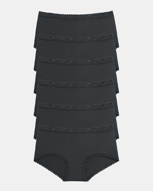 Women's Mid Rise Lace Brief Pack-Black 318