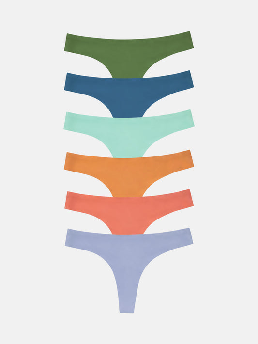 Women's Microfiber Low Rise No Show Thong 6-PACK 2925