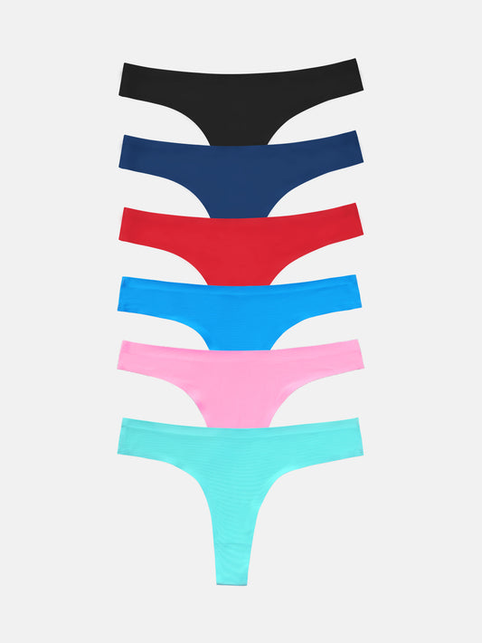 Women's Microfiber Low Rise No Show Thong 6-PACK 2925