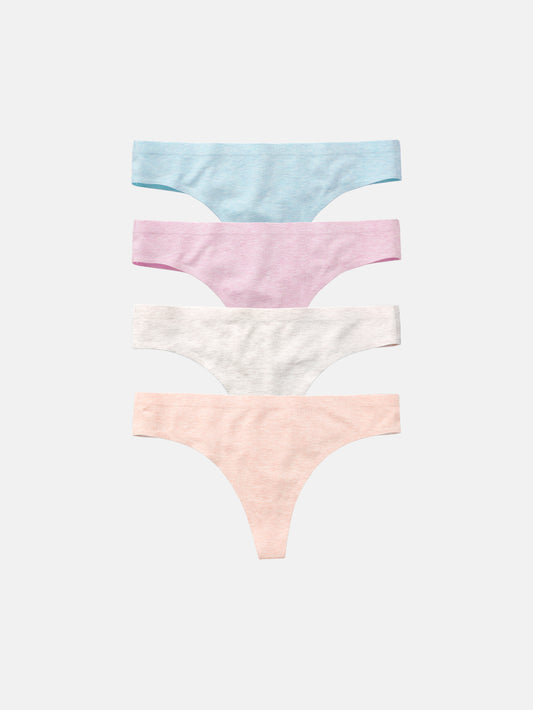 Women's Cotton Thong Breathable Panties Low Rise Underwear  4-PACK 3118