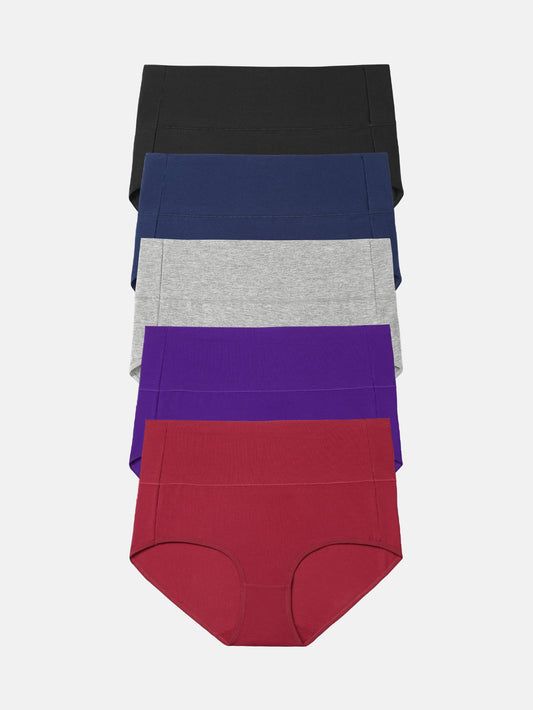 Wealurre Women's Comfort Cotton High Waist Underwear 5-Pack 1002
