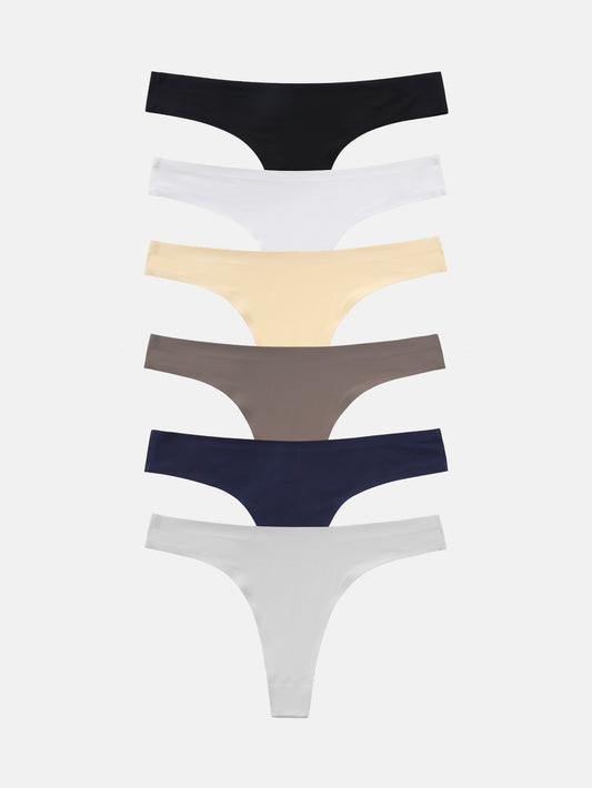Women's Microfiber Low Rise No Show Thong 6-PACK 2925