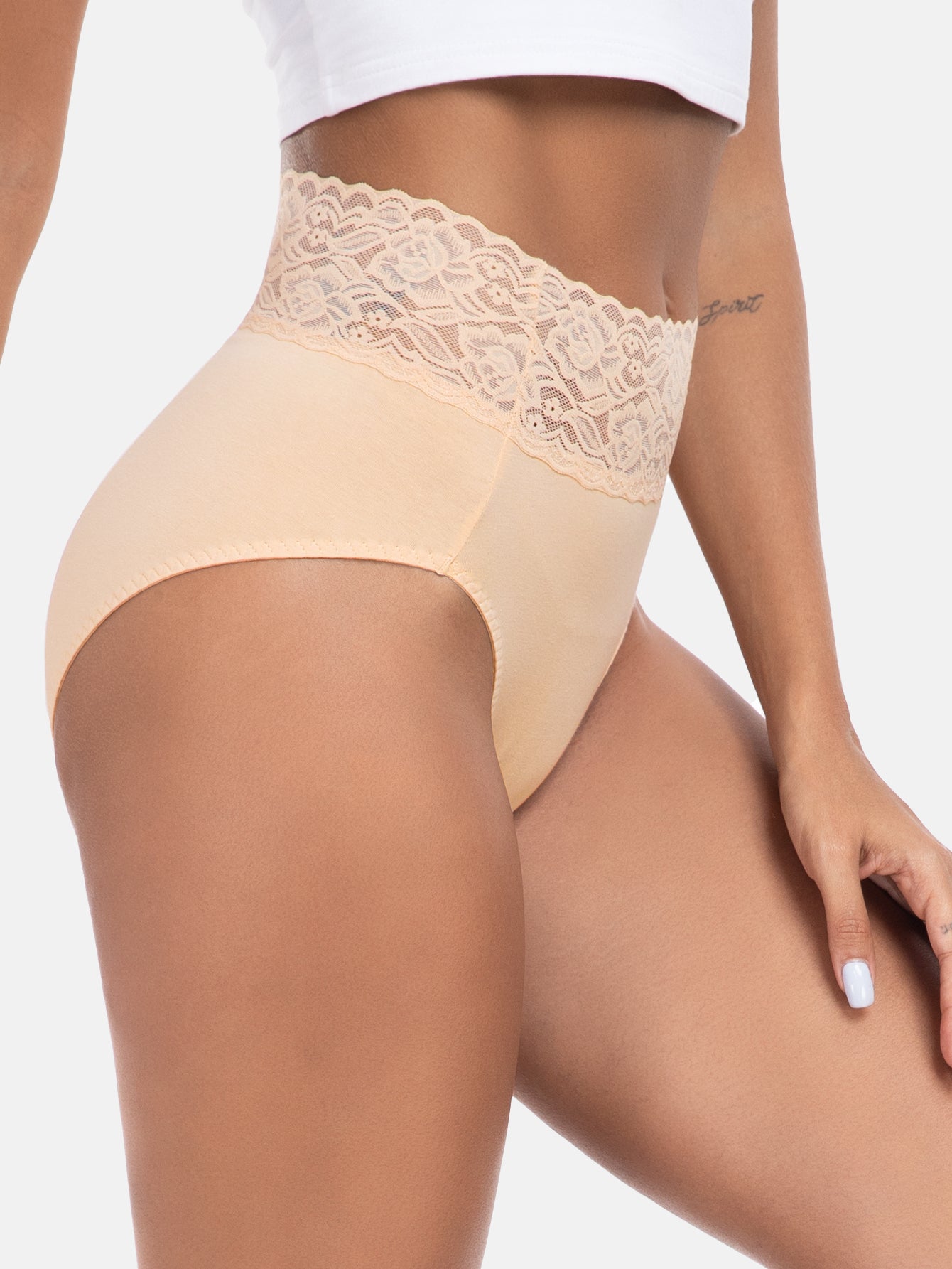 Women High Waisted Lace Hipster Stretch Briefs for Ladies 5-Pack 6005