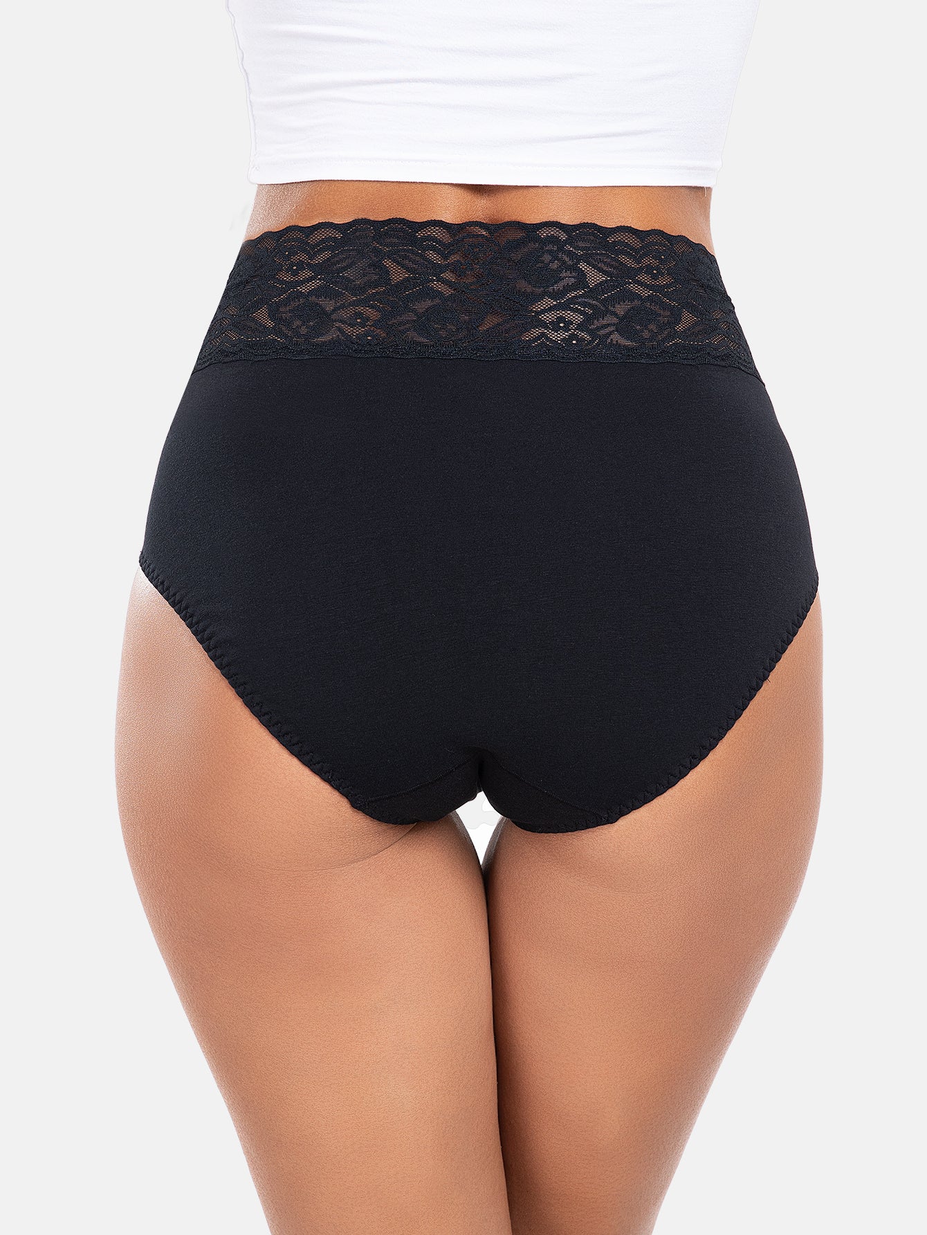 Women High Waisted Lace Hipster Stretch Briefs for Ladies 5-Pack 6005