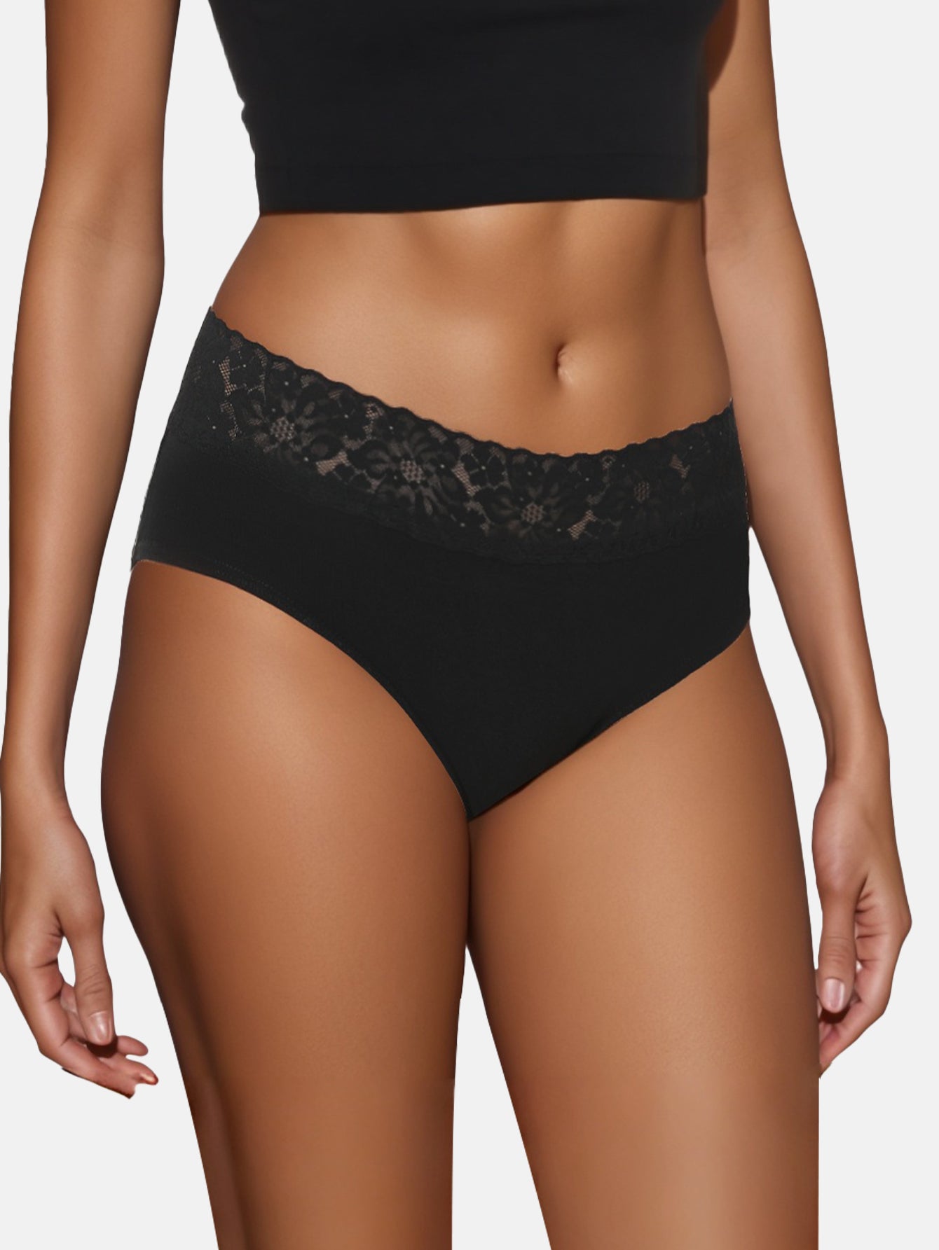 Womens Underwear Cotton Hipster Panties Lace Panty 5-pack 6004