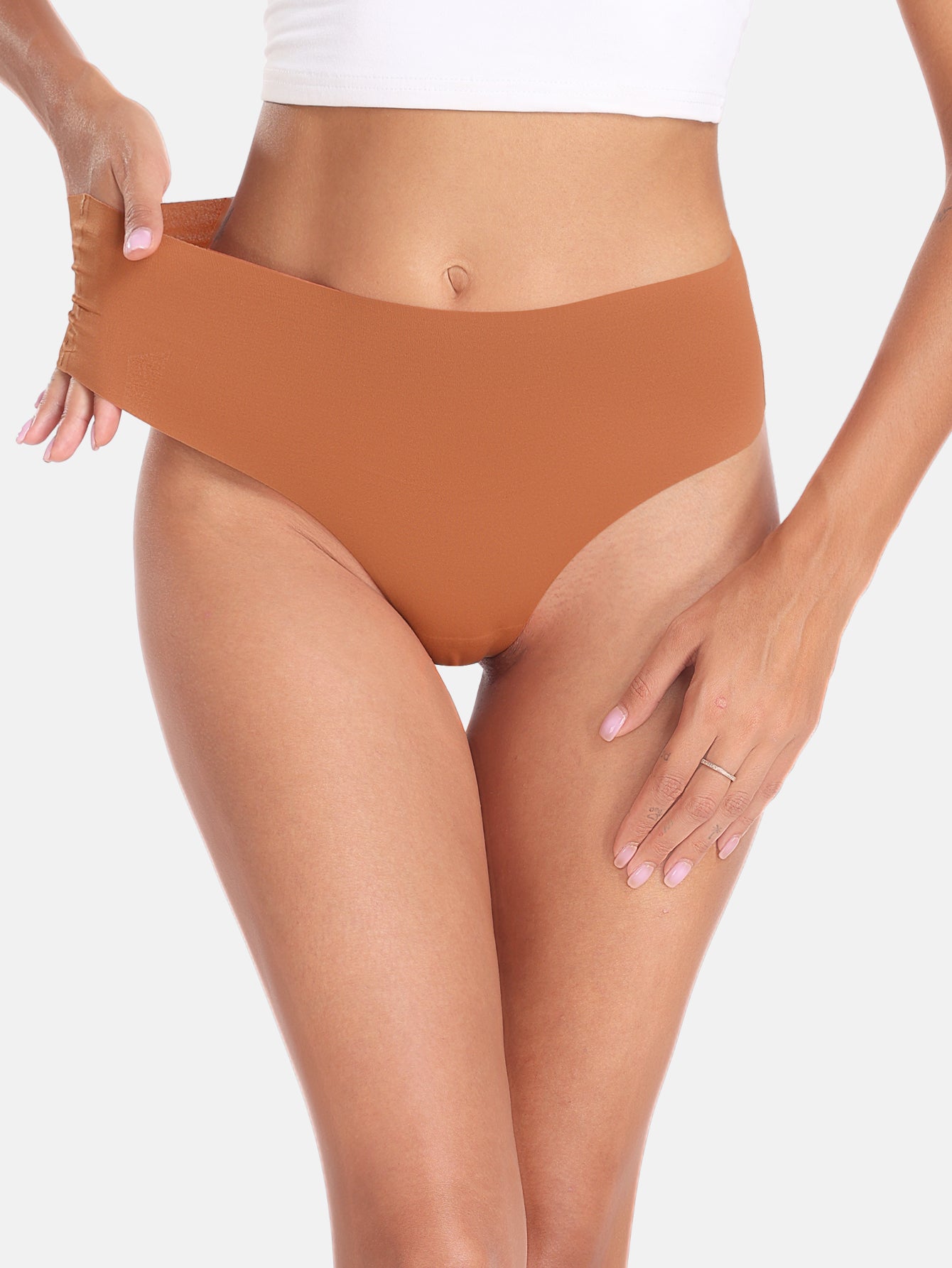 Women's Underwear High Waisted Seamless Thongs for Women 6-Pack 835
