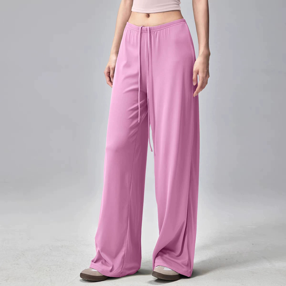 Women's Loose-Fit Wide-Leg Yoga Pants Drawstring Elastic Waist Sports Pants