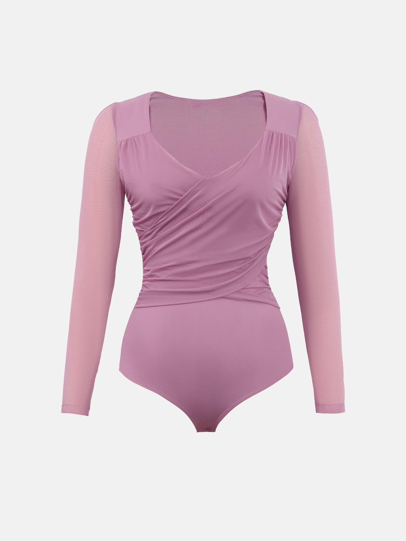 Bodysuits for Womens Long Sleeve Sheer Mesh Ruched S-XL