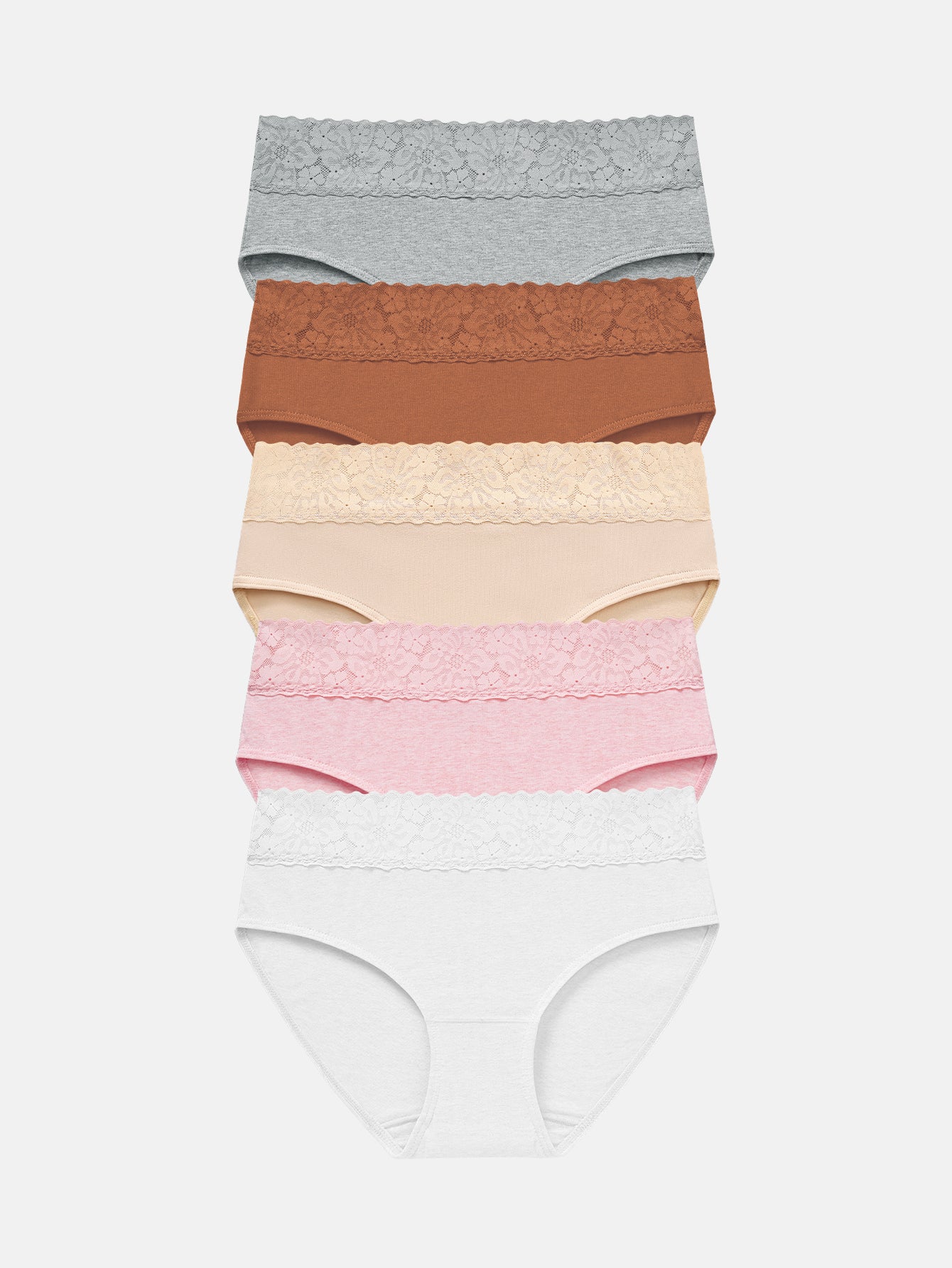 Womens Underwear Cotton Hipster Panties Lace Panty 5-pack 6004