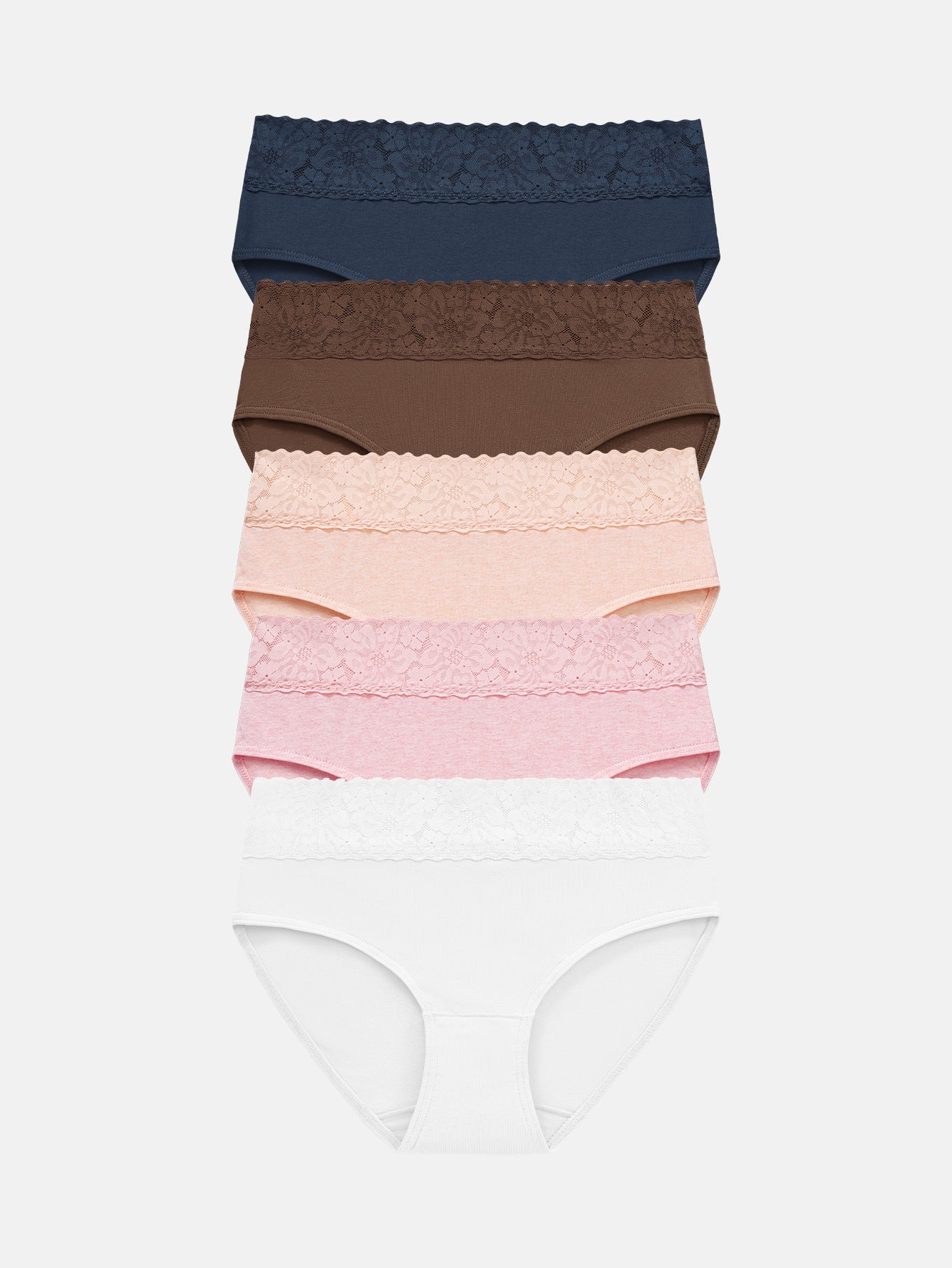 Womens Underwear Cotton Hipster Panties Lace Panty 5-pack 6004