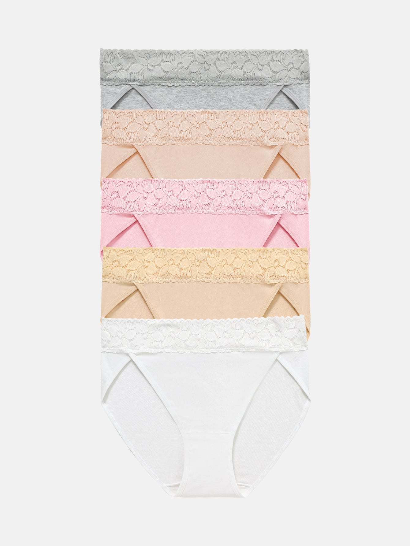 Womens Underwear Cotton Bikini Panties High Cut 5-PACK 3168