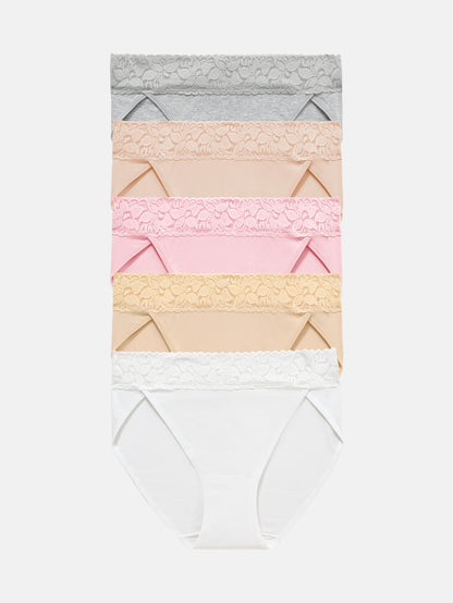 Womens Underwear Cotton Bikini Panties High Cut 5-PACK 3168