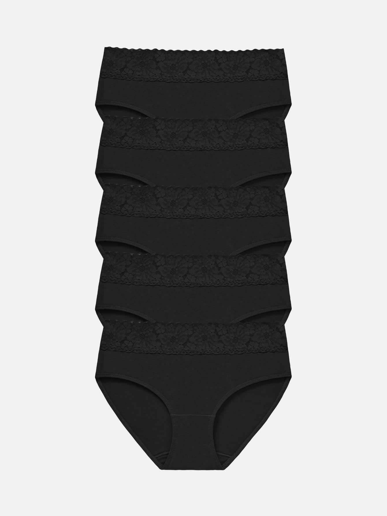 Womens Underwear Cotton Hipster Panties Lace Panty 5-pack 6004