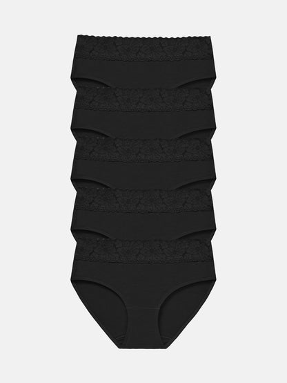 Womens Underwear Cotton Hipster Panties Lace Panty 5-pack 6004